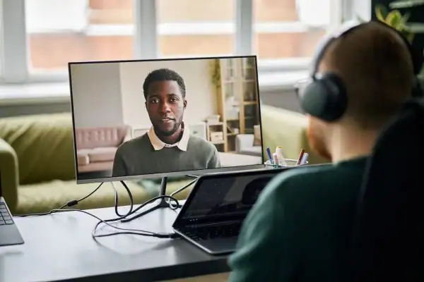Man attending online mediation Hammersmith & Fulham MIAMS session